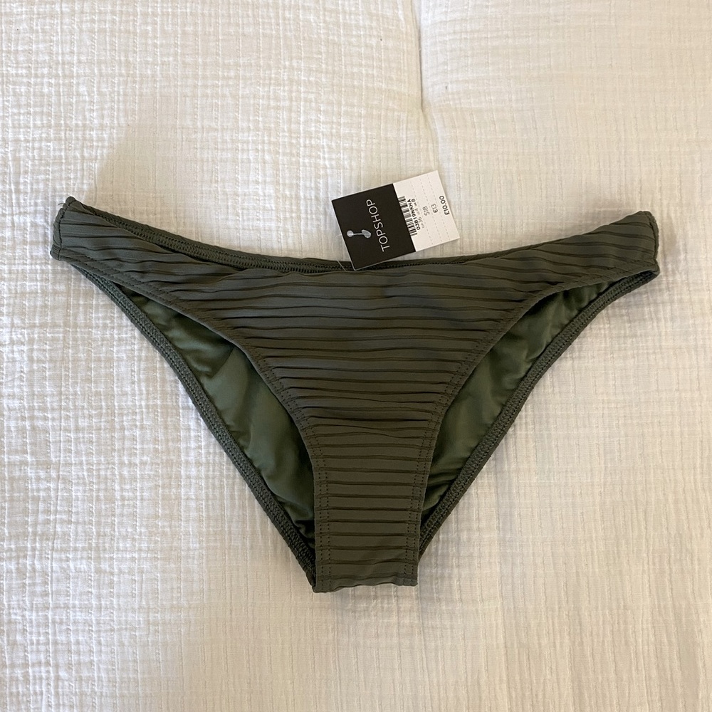 Topshop High Leg Olive Bikini Bottom